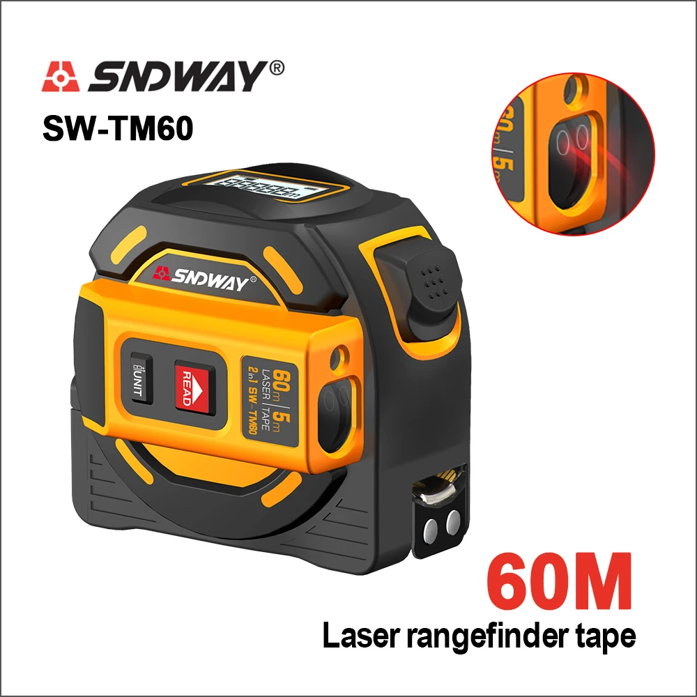 SNDWAY Laser Distance Meter Tape Rangefinder Multi Function Self-Locking Hand Tester Tool Device SW-TM40 SW-TM60