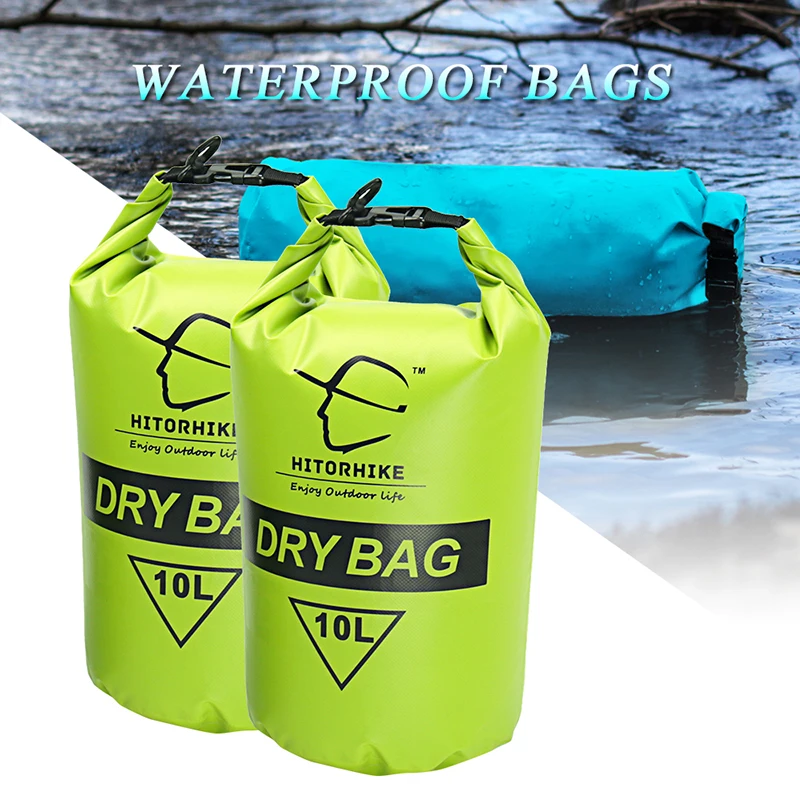 HITORHIKE 10L Professional Waterproof Dry Bag Pouch Camping Boating Kayaking Rafting Canoeing Swimming Bags Backpack Stuff