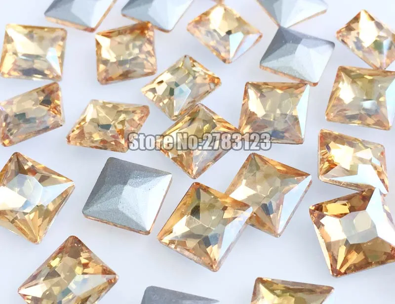 50pcs/lot Golden champion Square shape pointback loose rhinestones,nail airt Mobile decoration DIY Clothing accessories SWZP005