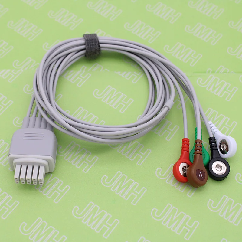 ECG AHA SNAP leadwire cable for Mindray Datascope passport V, V12, V21 5 lead ECG Trunk Cable