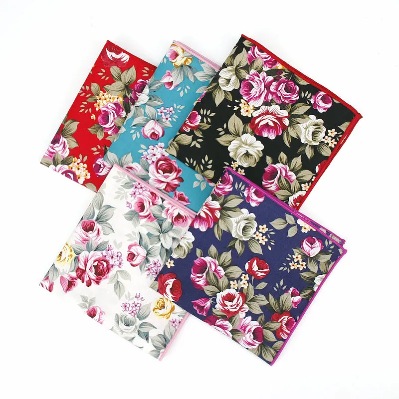 Brand Nieuwe mannen Katoenen Zakdoek Bloemen Gedrukt Pocket Plein Wedding 25 cm * 25 cm Zakdoeken Voor Mannen Klassieke vitage Pocket Handdoek