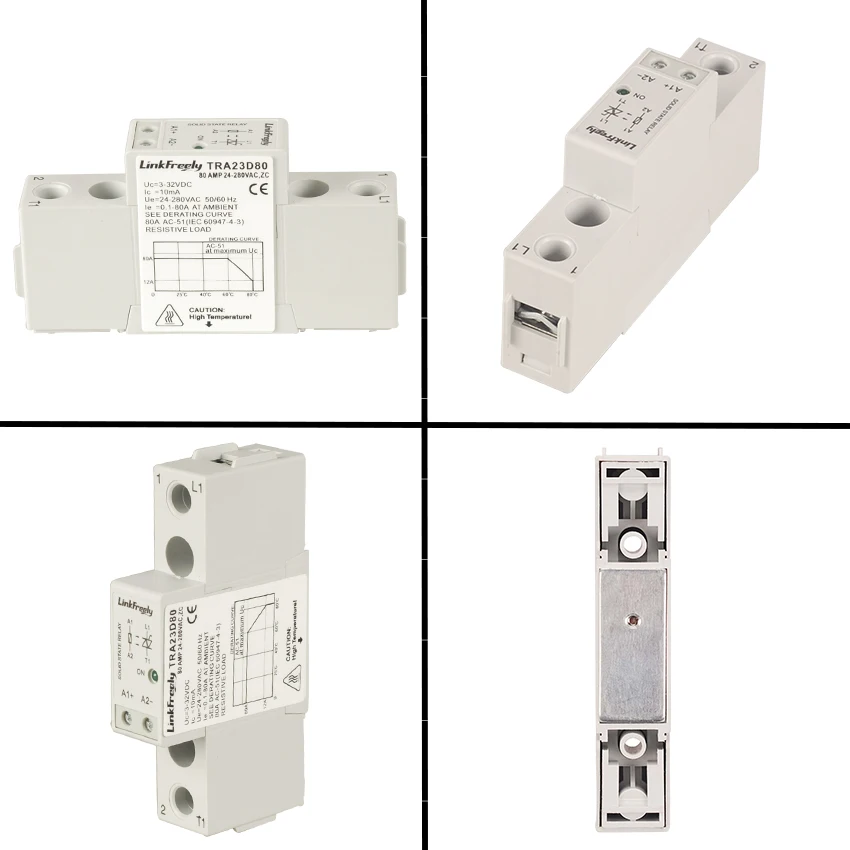 TRA23D80 Intelligent Automation SSR Solid State Relay DC AC 3V 5V 12V 24V 32VDC Input 80A 24-280VAC Output Relay Control Voltage