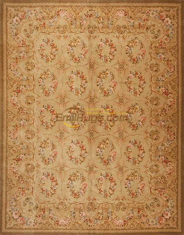 Savonnerie Floral Trellis Design Thick And Plush Rug Embroidered Exquisite Round Room Carpet Antique Wool Knitting Carpets