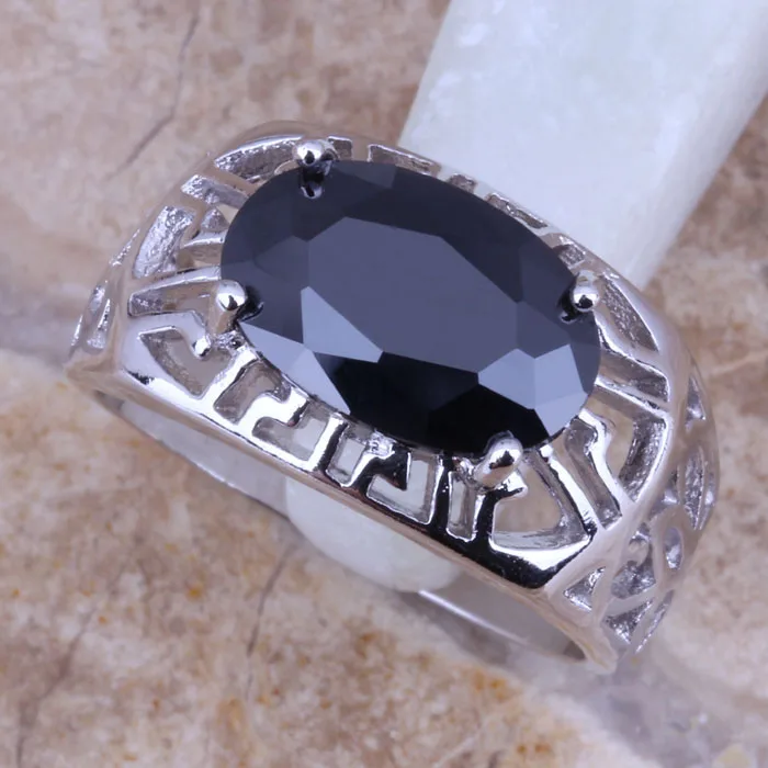 Exclusive Black Cubic Zirconia Silver Plated  Ring Size 6 / 7 / 8 / 9 R0264