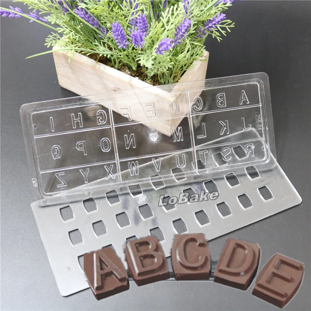 

(2pcs/set) High quality 26 English alphabet letters shape PC mold chocolate chip biscuit cookie birthday cake decoration tools