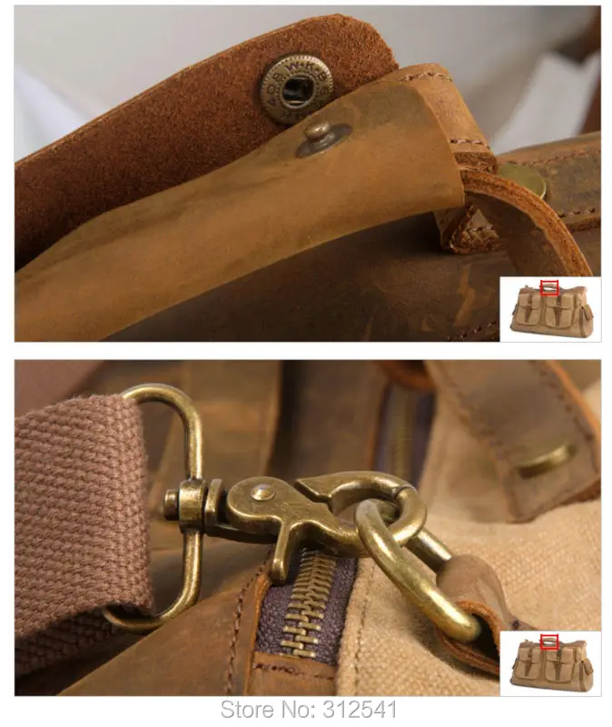 Vintage Retro military canvas leather men travel bags luggage bags Men Duffle Bags leather overnight Bag Tote carry on Luggage