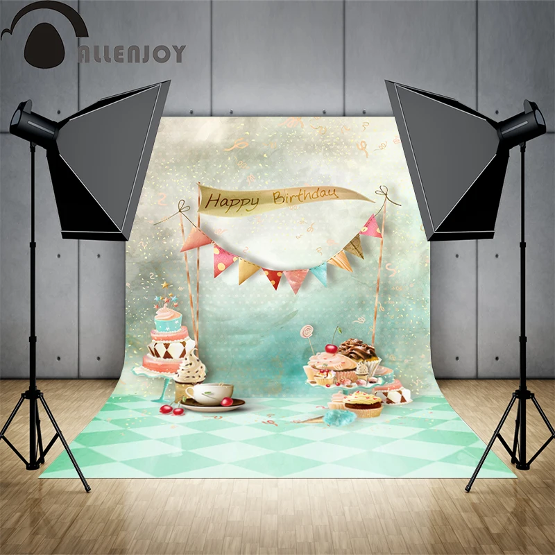 Allenjoy Photo background Happy birthday cakes Bakery shop flags customize DIY professional noel professional camera