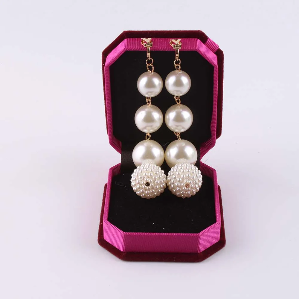 Long pearl clip on earrings charm pendant White Simulated-Pearl No Pierced Ear Cuff Accessories Earings Fashion Jewelry JIOFREE