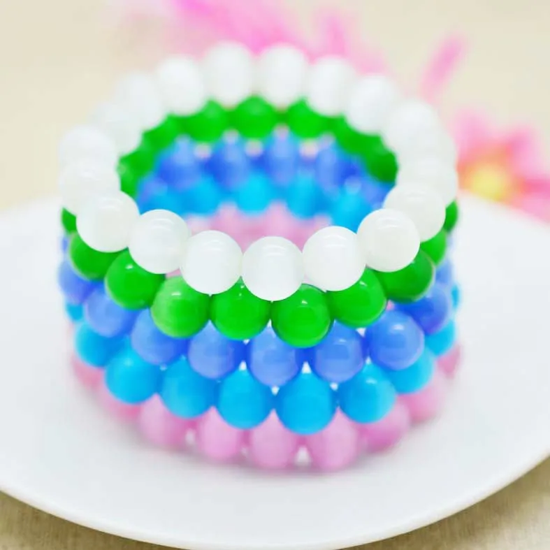 Natural Green Opal Stone Balls Bracelet & Bangle Ladies Brief Single Layer Beads Rosary Wristband Hand Chain For Women