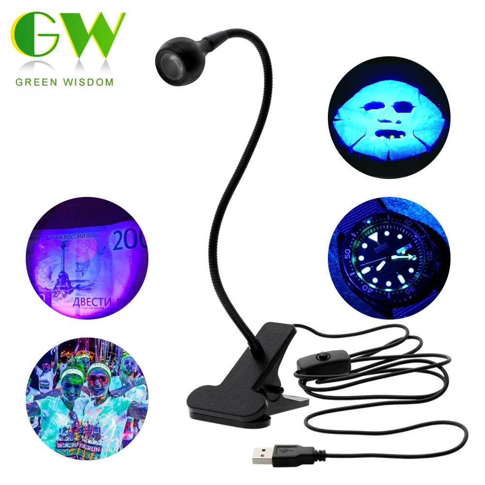 

LED Ultraviolet Lights Desk Lamp USB Mini UV Gel Curing Light Nail Dryer for DIY Nail Art for Cash Medical Product Detector