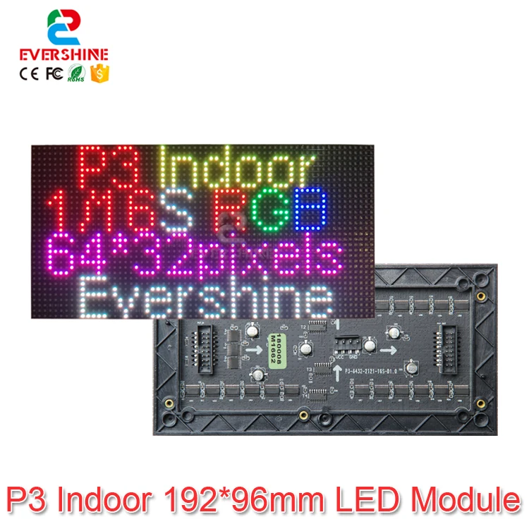 

P3 Indoor SMD2121 1/16 Scan 3in1 RGB Full Color LED Display Screen Panel Module 192*96mm 64*32 Pixels