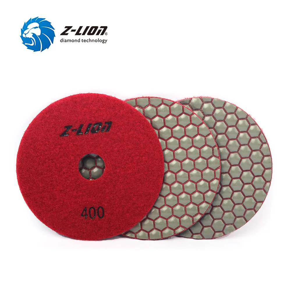 Imagem -03 - Z-lion Peças Polegada Seco Diamante Polimento Almofada Flexível Resina Bond Mármore Granito Disco de Lixamento 100 mm Hexágono Seco Polonês Almofadas