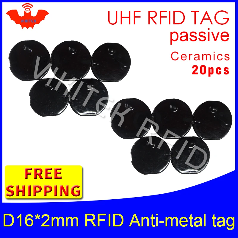 UHF RFID metal tag 915m 868m EPC 6c 20pcs free shipping tools management D16mm*2mm micro circular Ceramics passive RFID tags