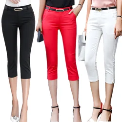 Pantalones ajustados para mujer, calzones recortados de cintura alta para oficina, Capris ajustados para mujer, pantalones pitillo para mujer