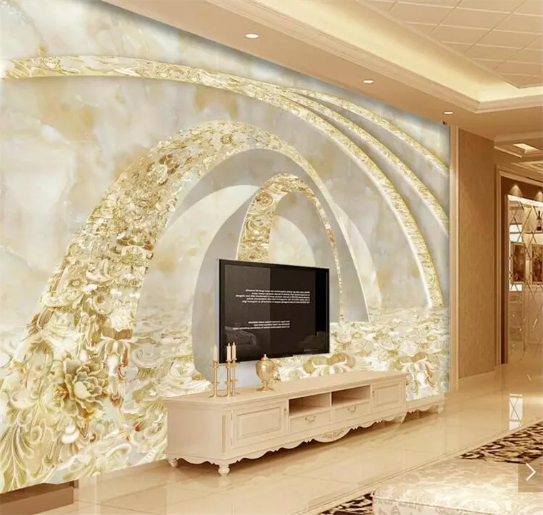 

Custom Photo 3D Wallpaper Stereo concave-convex Golden time tunnel modern marble background wall papel de parede