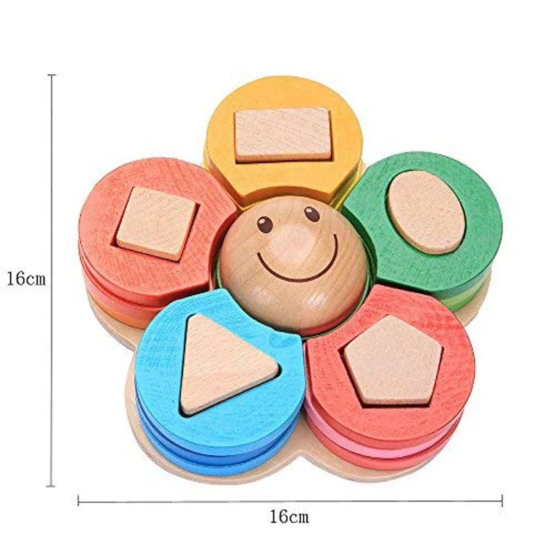 Rompecabezas de madera en 3D para niños pequeños, juguetes educativos de apilamiento, material Montessori, clasificación, anidación