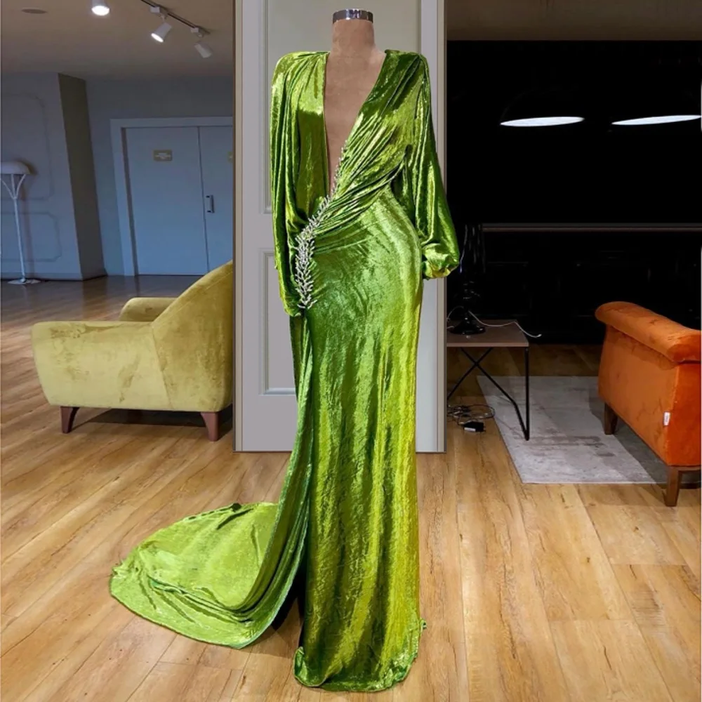 Vestido comprido de sereia, vestido verde formal de noite, da moda, sexy, baile, coquetel, festa, vestido 2019