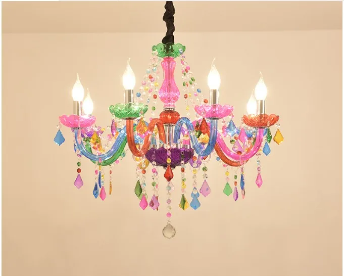 Decorative Colorful Chandelier Bohemia Chandelier lustres de cristal Decoration Tiffany Pendants and Chandeliers Home Lighting