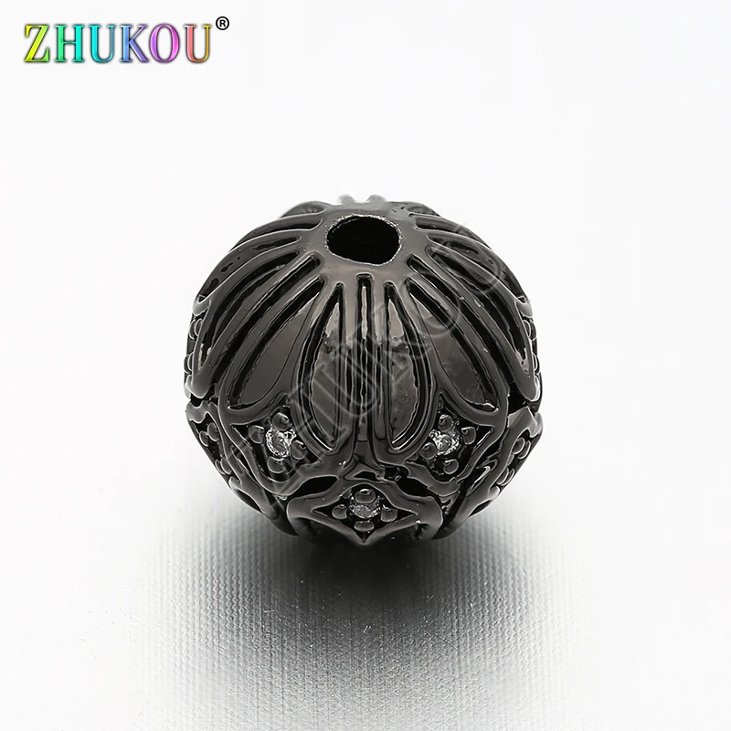 10mm Brass Cubic Zirconia Spacer Bead DIY Jewelry Bracelet Necklace Making, Hole: 1.4mm, Model: VZ35