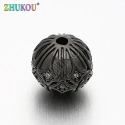 10mm Brass Cubic Zirconia Spacer Bead DIY Jewelry Bracelet Necklace Making, Hole: 1.4mm, Model: VZ35
