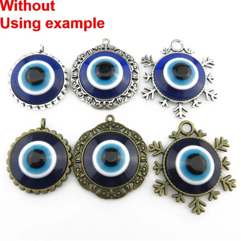 Gorąca sprzedaż 6/8/10/12/14/25mm Niebieskie żywiczne tureckie koraliki Evil Eye Flat Back Ojo Turco Charms do naszyjników Bransoletka Biżuteria — zdjęcie 6