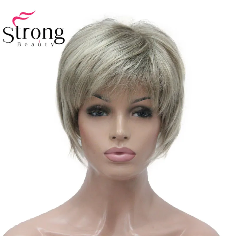 StrongBeauty Krótka, miękka, warstwowa peruka Ombre Blonde Pełna peruka syntetyczna