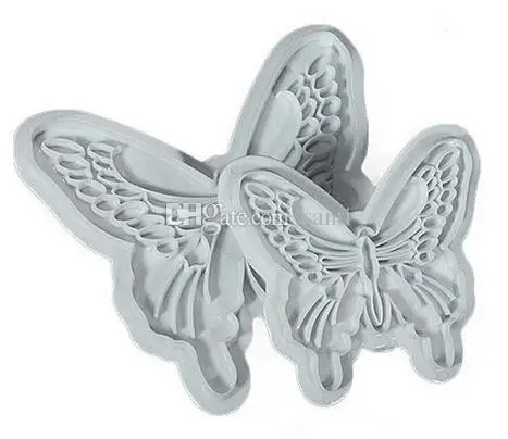 

New Arrive 2pcs/lot Butterfly Cake Fondant Decorating Sugar craft Cookie Plunger Cutters Mold