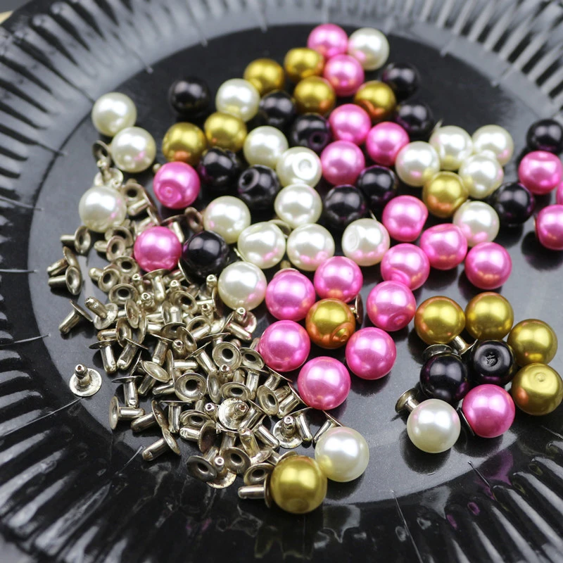 50Sets 10MM Color Imitation Pearl Rivets DIY Garment Leather Accessories Beads Spikes For Cloths Wedding Decor Rivets Pearls Set