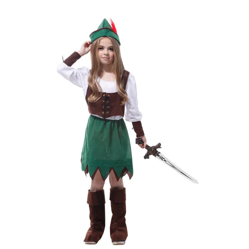 Kinder Robin Hood Peter Pan Piraten Kostüm Neujahr Weihnachten Karneval Ostern Halloween Kinder Mädchen Kostüm Cosplay Kleidung