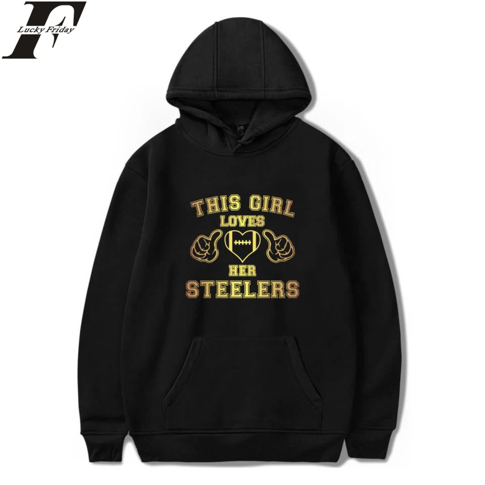 

LUCKYFRIDAYF This Girl Loves Her Steelers Hoodies Sweatshirts Printed men Women Long Sleeve Hoodies Sweatshirt pullover tops