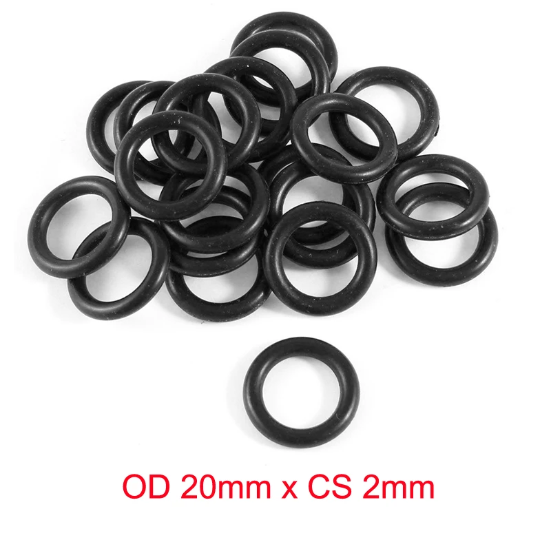 

OD 20mm x CS 2mm NBR Black Nitrile Rubber Sealing O Ring Seal Washer Grommets