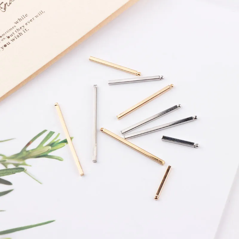 50pcs Copper White k/KC Gold color Short/long sticks Simple blank Bar charm for Earring necklaces Long Strip Pendant for DIY