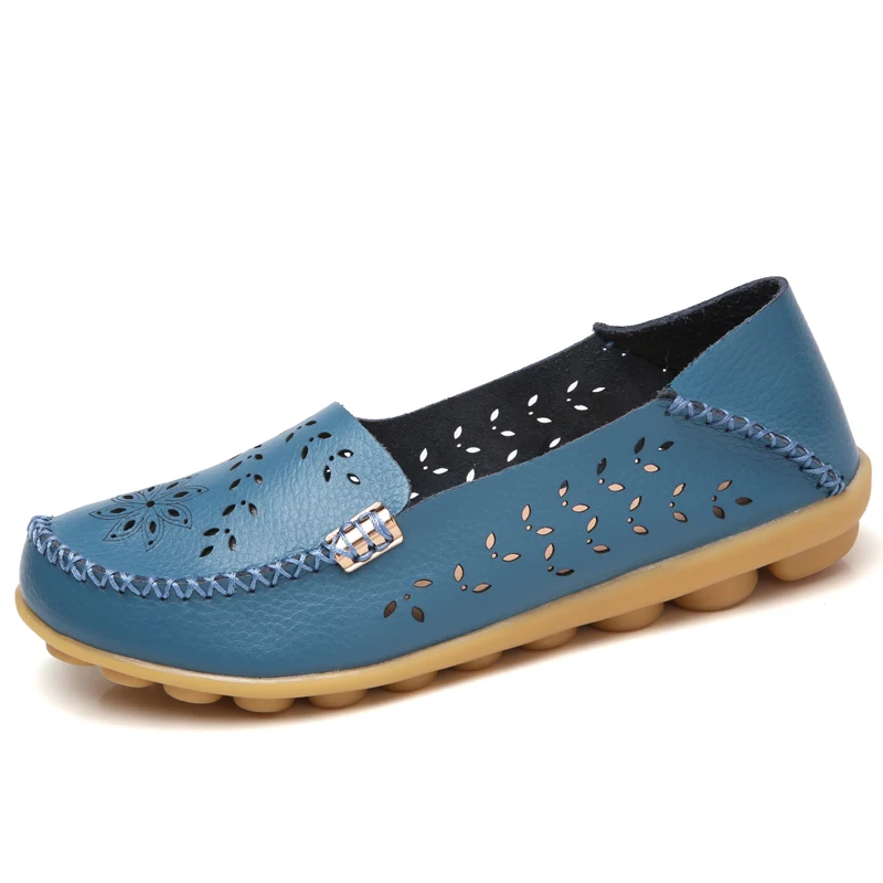 BeckyWalk 2025 New Spring Summer Women Flats Breathable Genuine Leather Women Shoes Soft Sole Loafer Casual Shoes Woman WSH2672