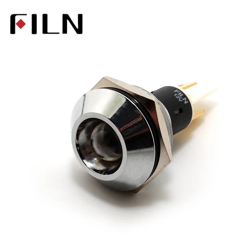 FILN 22mm LED warning Light  Signal Lamp  6V 12V 24V 110V 220V Red Yellow Blue Green White lamp