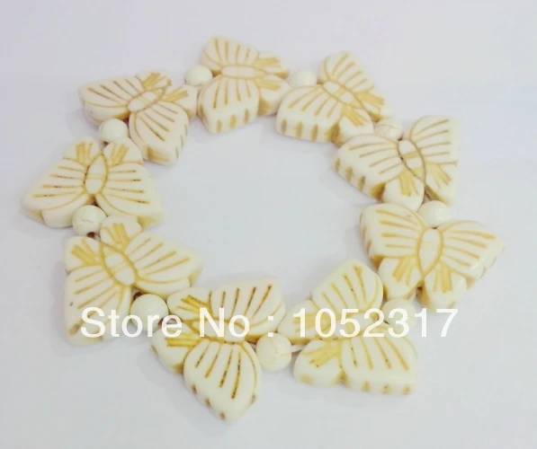 5pcs Classic White stone howlite Bead Carved Butterfly Bracelet Adjustable Beautiful Woman Party Gift