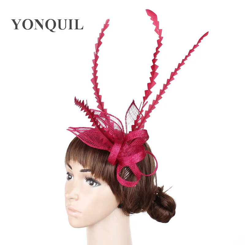 Elegante Frauen Dame Fascinator Hut Hochzeit Partei Schönes Headwear Stirnbänder Kirche Party Feder Haar Zubehör Braut Hut MYQ011