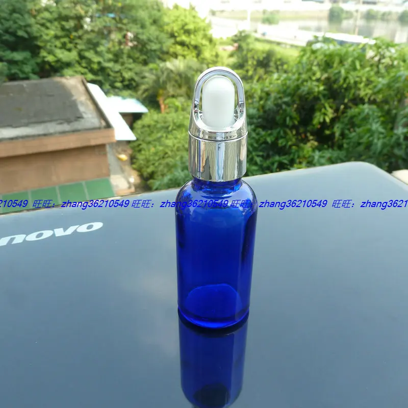 

30pcs/lot 30ml blue Glass Essential Oil Bottle With Silver Dropper Cap, 1oz e-liquid dropper glass bottle