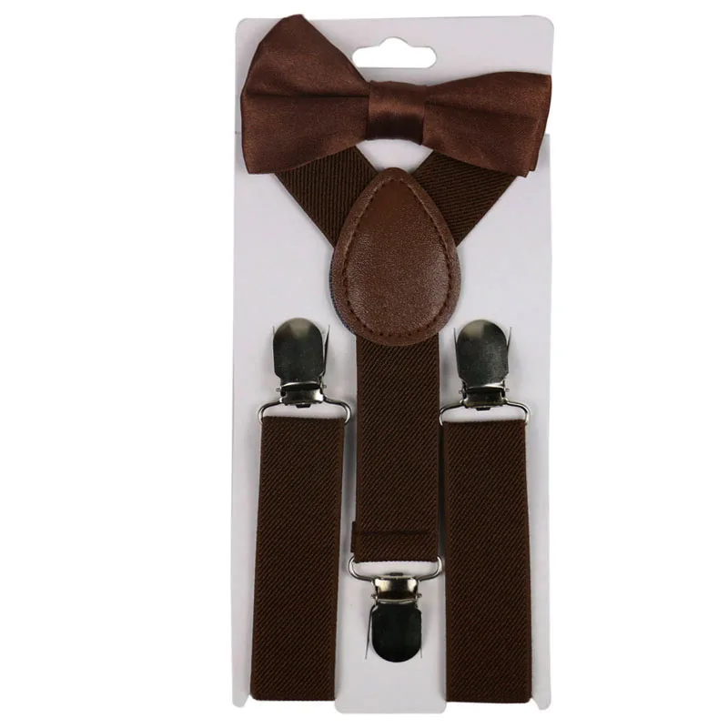 Winfox Schwarz Rot Gelb Kinder Hosenträger Bowtie Set Baby Jungen Mädchen 2,5 cm Breite Hosenträger Clip-on Y- zurück Fliege Kinder Hosenträger