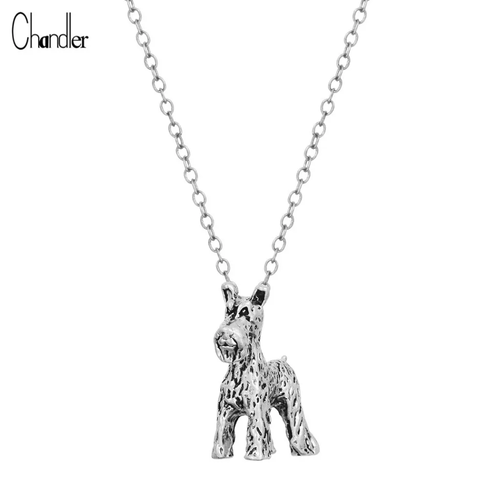 Antique 3D Realistic Schnauzer Charm Necklace Unisex Dog Animal Big Chain Infinity Zinic Alloy Classic Dainty Boho Brand Jewelry