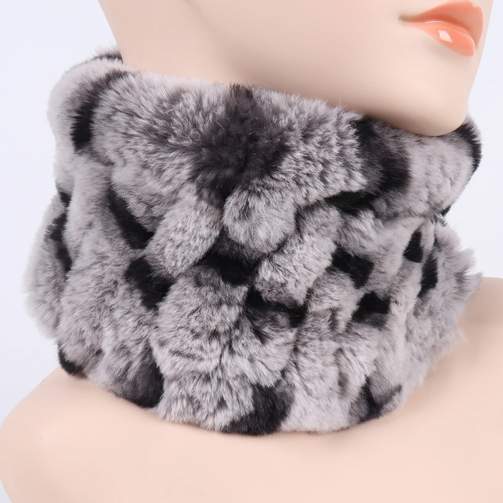 Elastic Knitted Rex Rabbit Fur Scarf para Mulheres e Meninas, Boas Headbands, Ring Scarves, Natural, Lady, Hot Sell, 2024