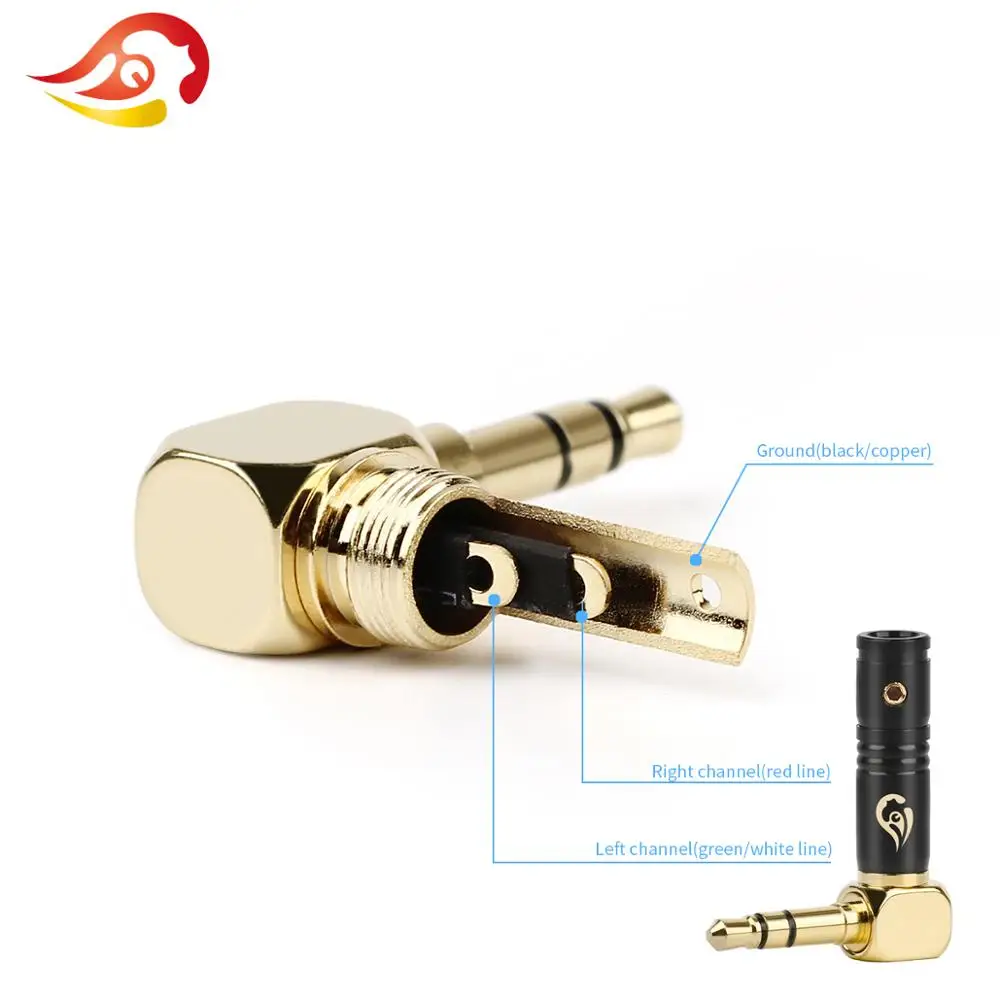 QYFANG 3.5mm Audio Jack 3/4 Poles Stereo Earphone Plug Adapter 90 Degree Bend Headphone 4/6mm Wire Hole Solder Line Connector