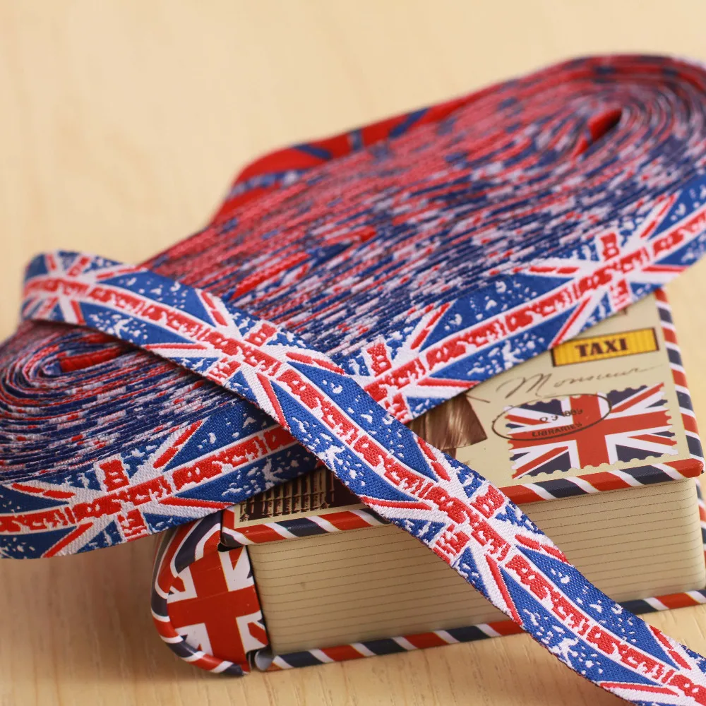 New 2014 lace 5/8' 16mm 10yard/set 100% polyester computer jacquard ribbon UK flag Cartoon