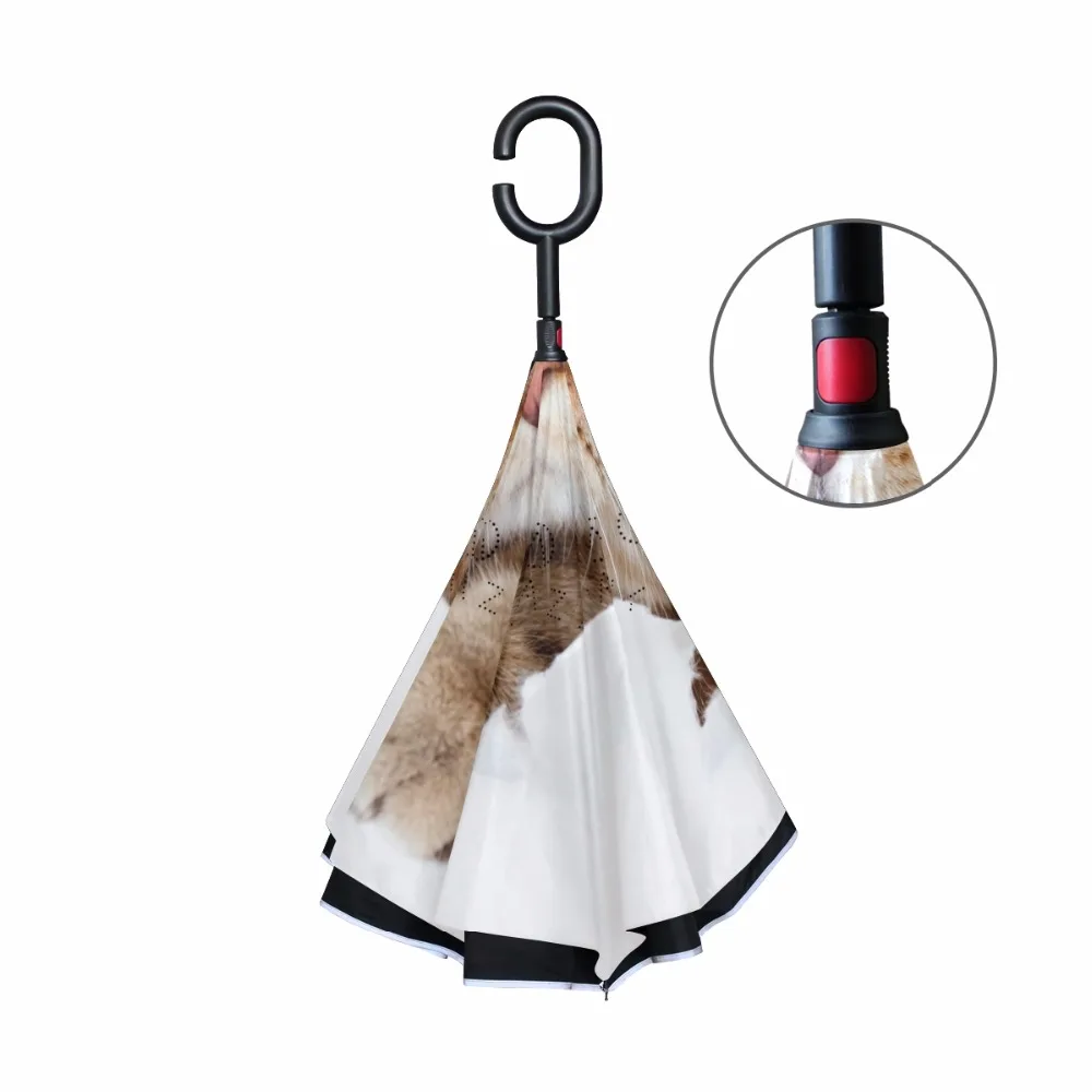 Handy C-Hook Hands Car Umbrella Windproof Cat Reverse Double Layer Inverted Umbrella For Women and Men