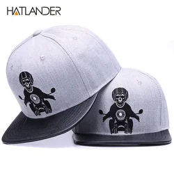 Hatlander-メンズベースボールキャップ,調節可能なレザーパッチ,オリジナルスケルトンデザイン,ヒップホップスタイル