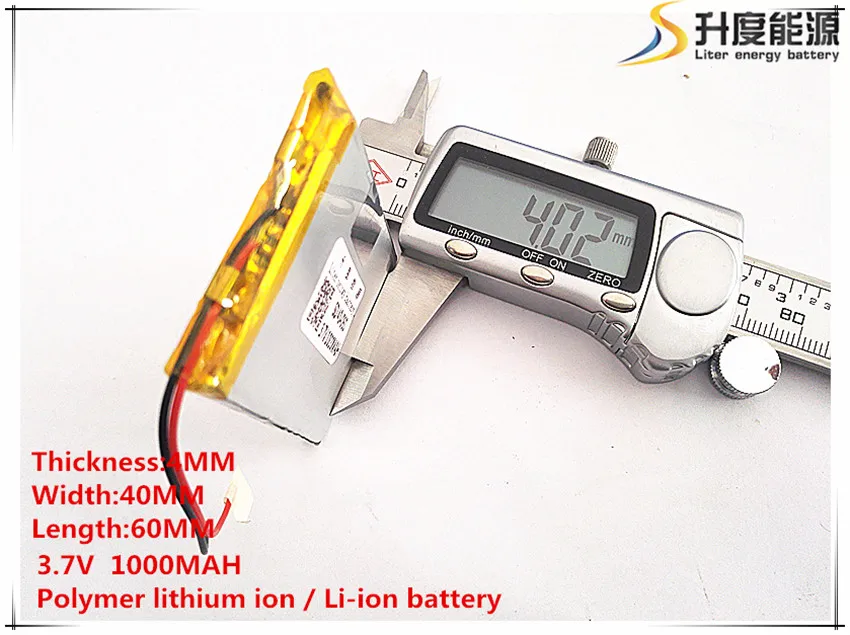 2pcs [SD] 3.7V,1000mAH,[404060] Polymer lithium ion / Li-ion battery for TOY,POWER BANK,GPS,mp3,mp4,cell phone,speaker