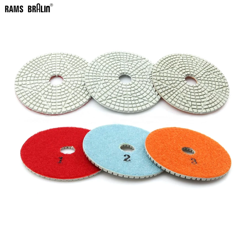 

3 pieces 100mm Flexible Wet 3 Step Polishing Pads for Stone