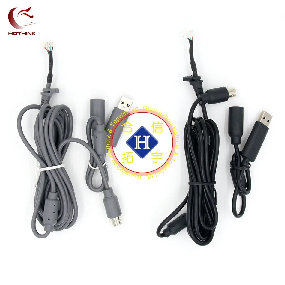 HOTHINK Black / Grey 1.8M USB Play Cable For XBOX 360 / XBOX 360 Slim wired controller repair part