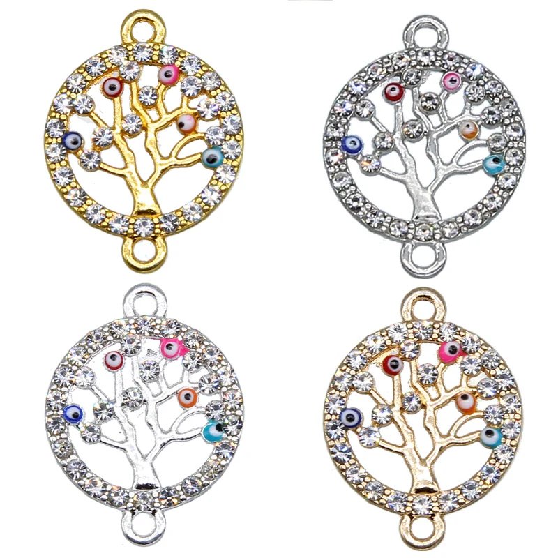 6pcs fashion tree of life charm bracelet pendant accessories female simple tree lucky eye colorful bracelet party gift 24*18*2mm