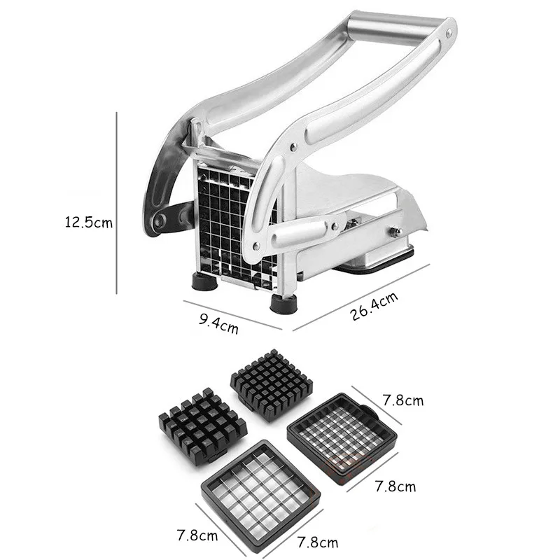 LMETJMA francuski Fry Cutter z 2 ostrzami krajalnica do ziemniaków ze stali nierdzewnej Cutter Chopper rozdrabniacz do ogórka marchew KC0213