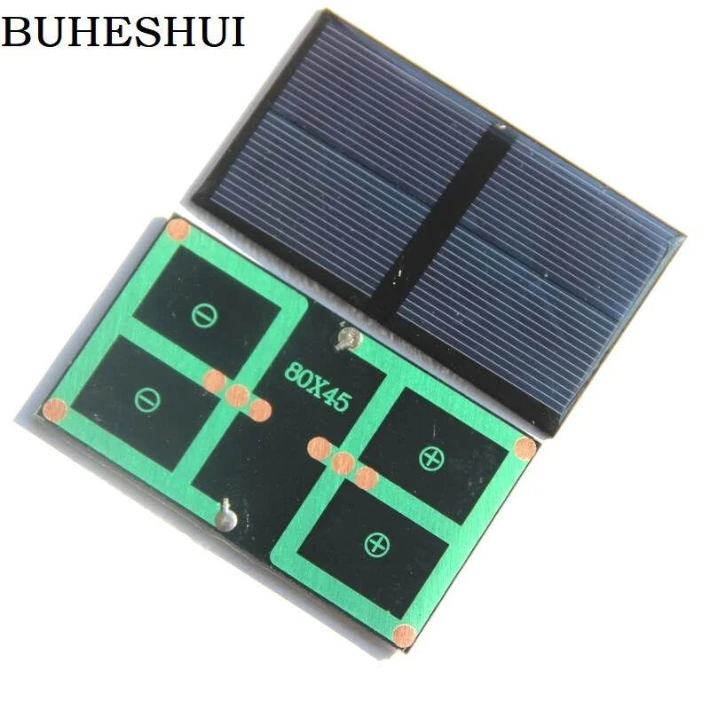 BUHESHUI 0.5W 1V Mini Solar Panel Polycrystalline Solar Cell Epoxy Solar Module DIY Solar Toy LED Light 80*45*3MM 10PCS